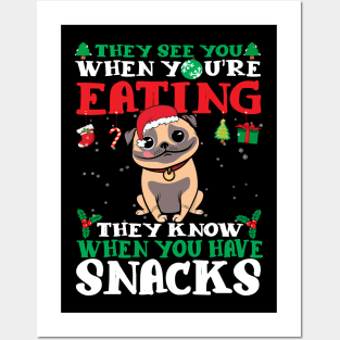 Christmas Dog Eating Snacks Posters and Art